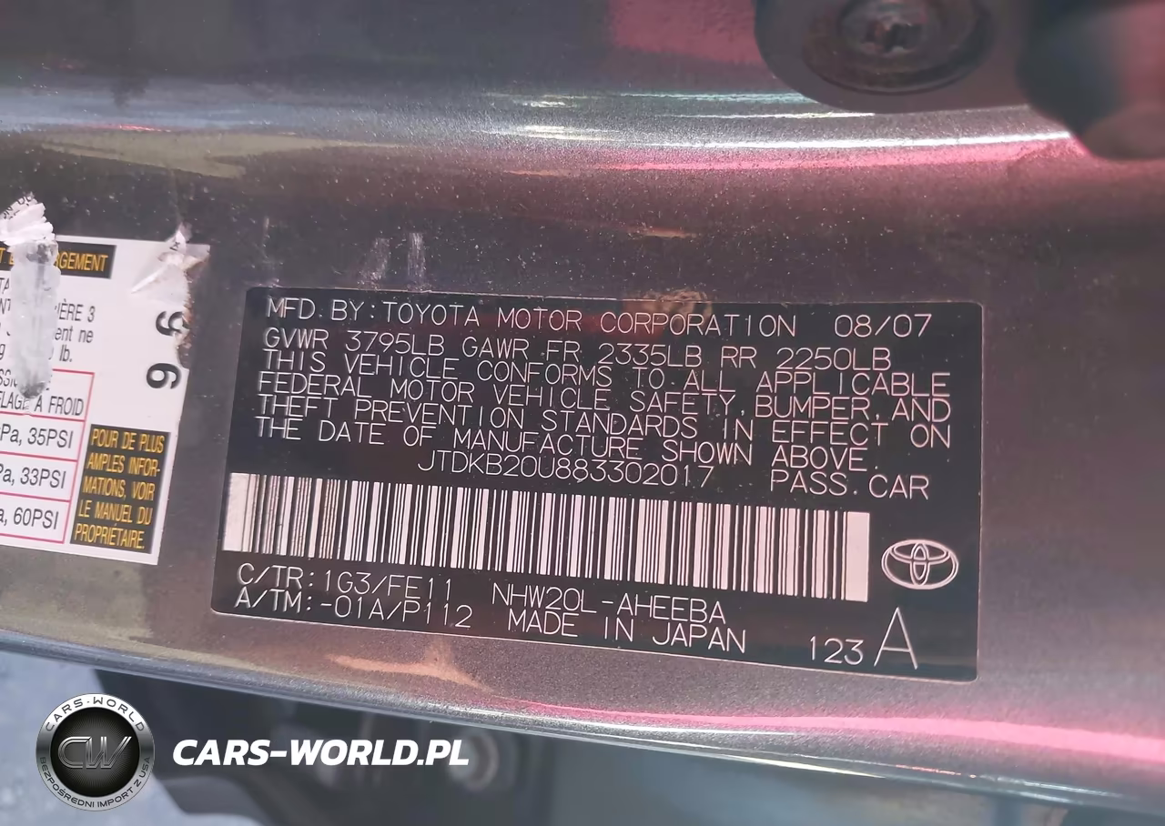 2008 Toyota Prius Touring VIN:JTDKB20U883302017 - 9