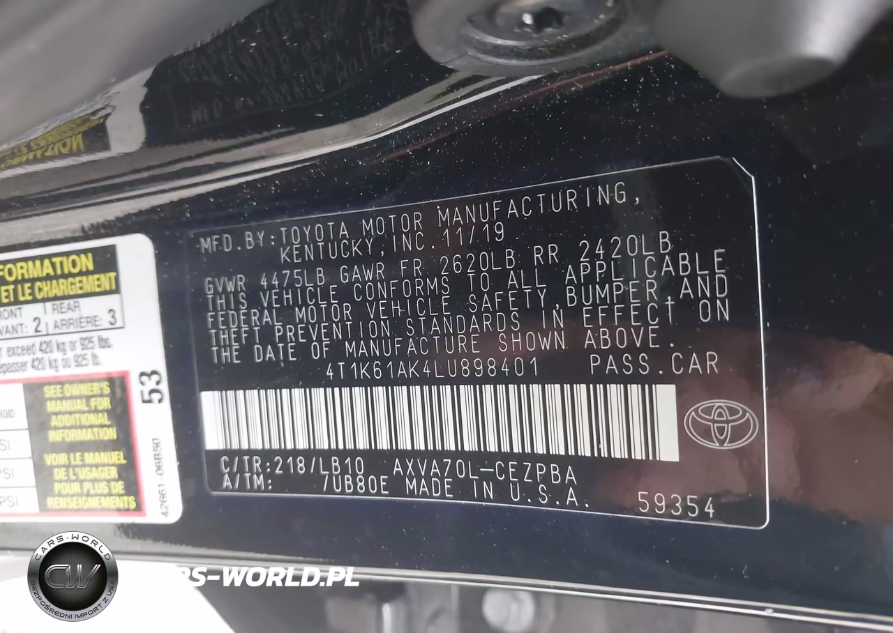 2020 Toyota Camry Xse VIN:4T1K61AK4LU898401 - 9