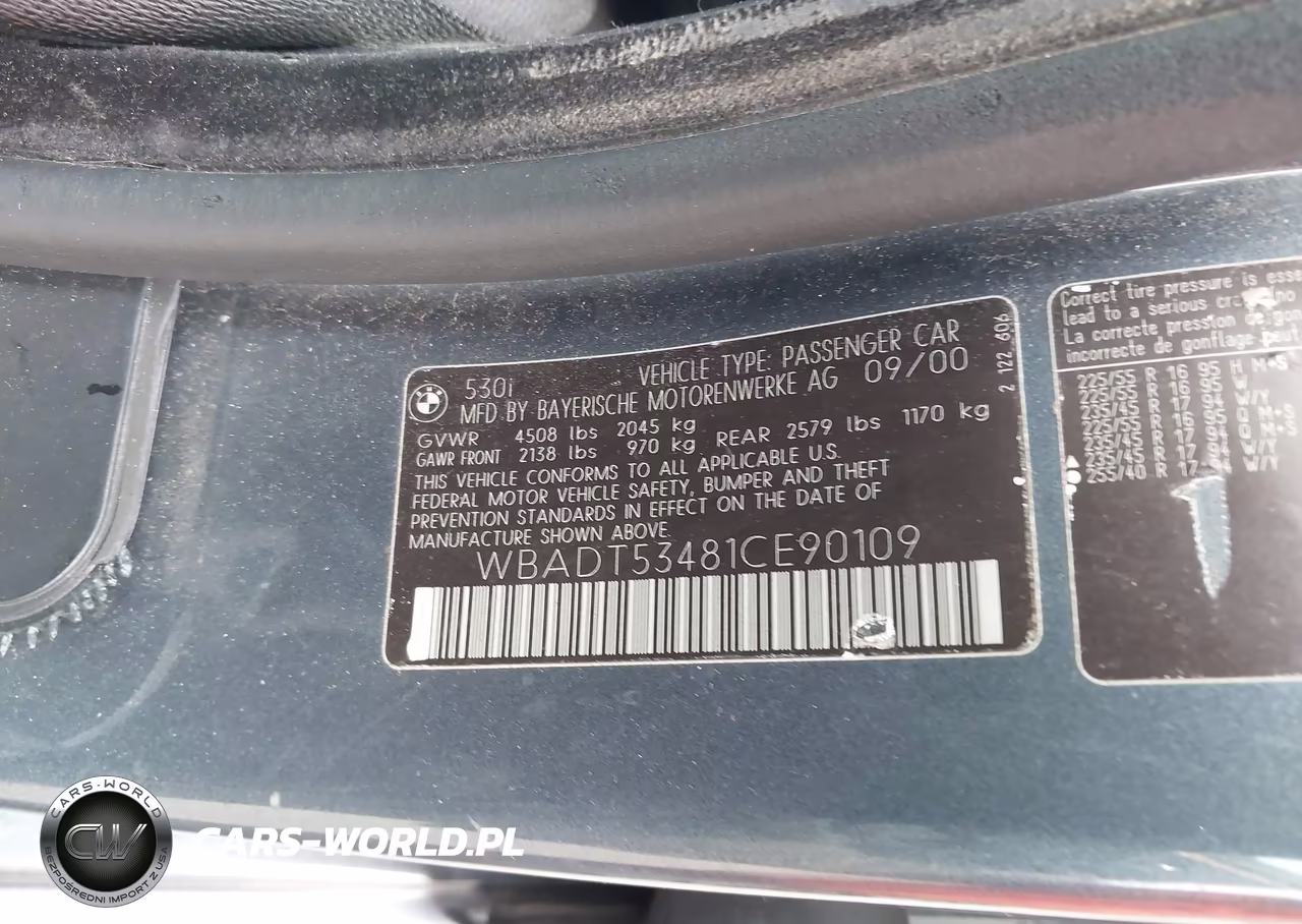 2001 BMW 5 Series 530I VIN:WBADT53481CE90109 - 9
