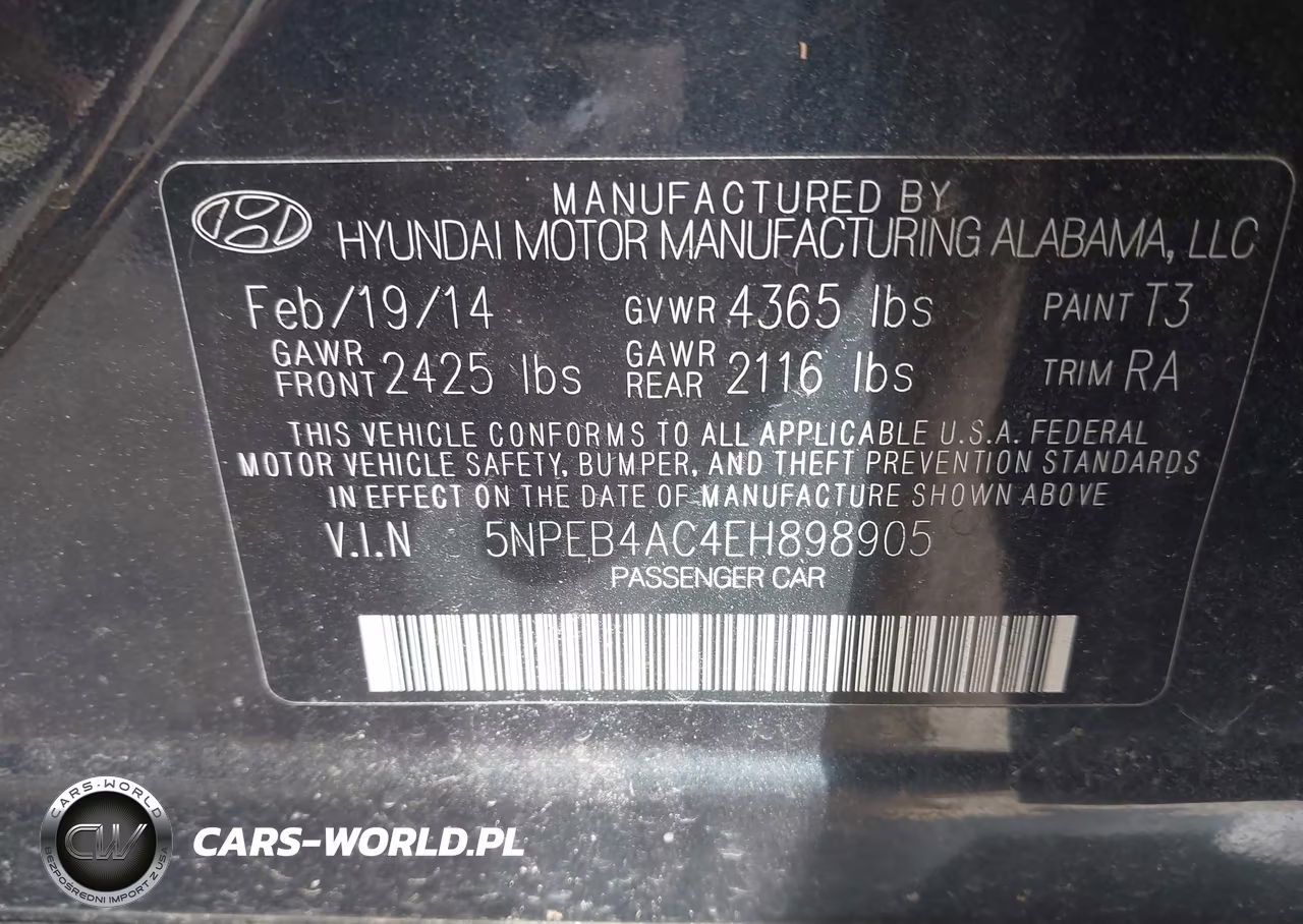 2014 Hyundai Sonata Gls VIN:5NPEB4AC4EH898905 - 9