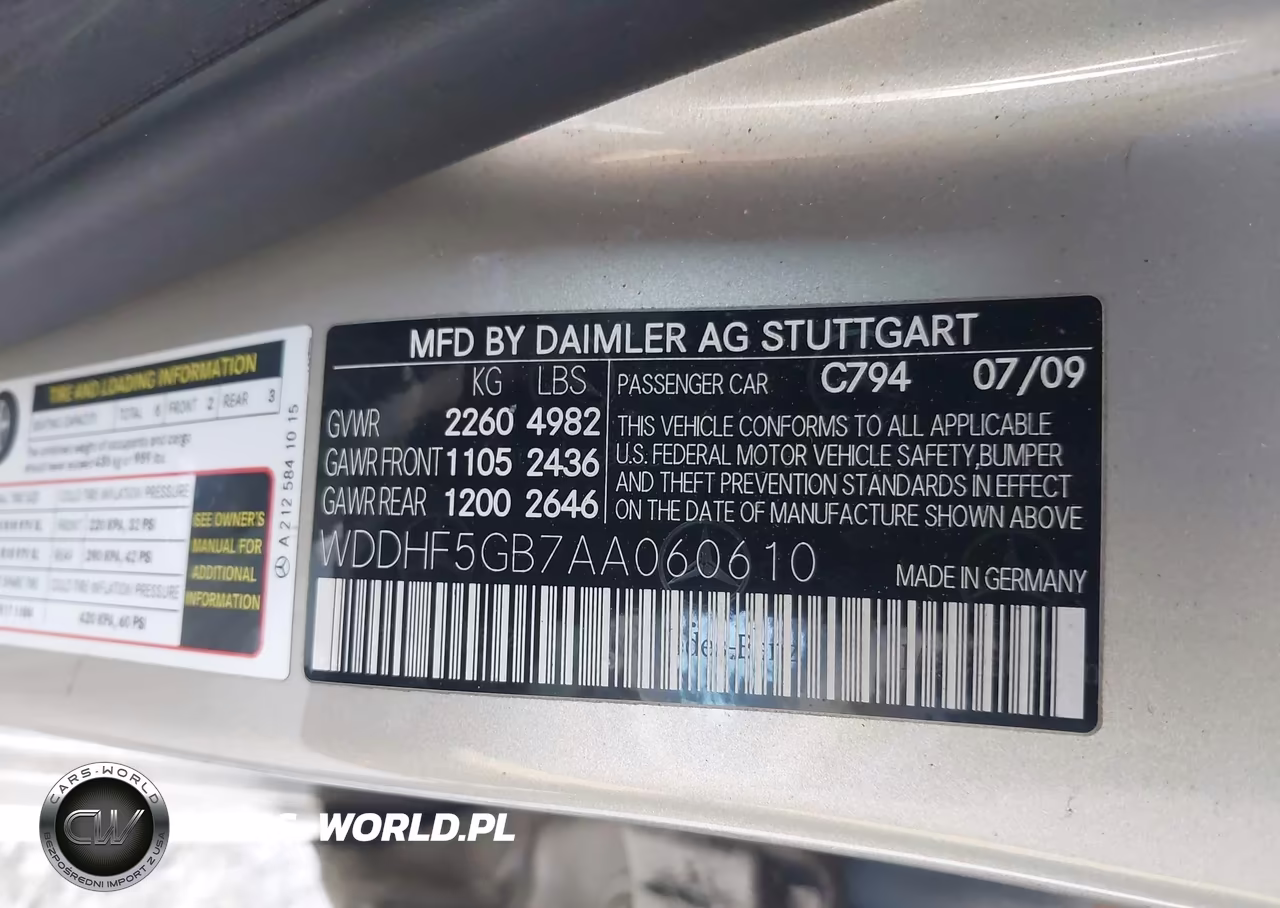2010 Mercedes-Benz E 350 VIN:WDDHF5GB7AA060610 - 9