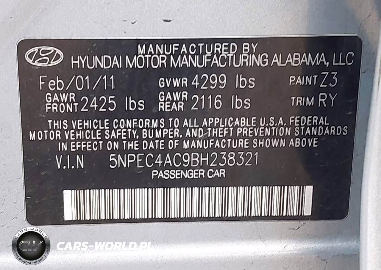 2011 HYUNDAI SONATA SE VIN:5NPEC4AC9BH238321 - 9