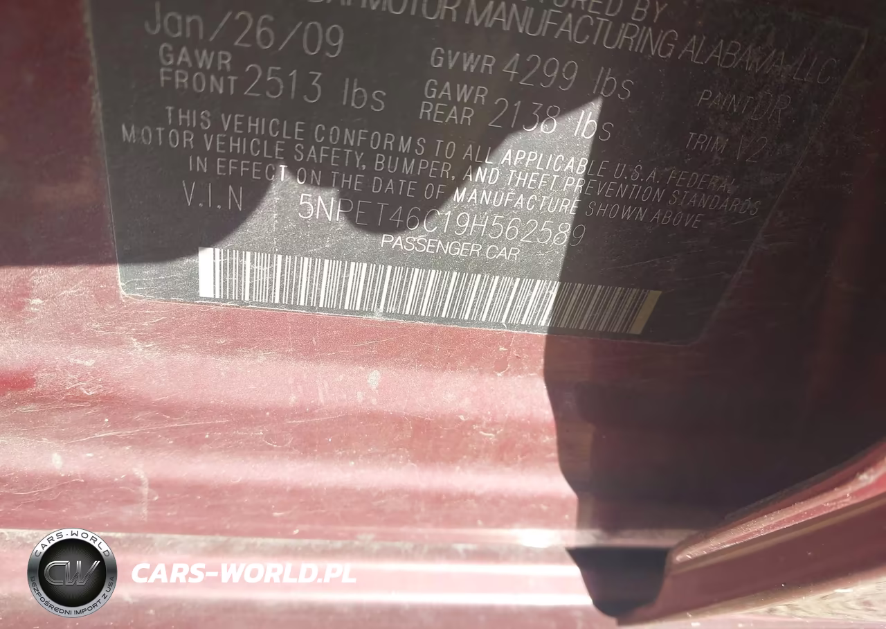 2009 Hyundai Sonata Gls VIN:5NPET46C19H562589 - 9