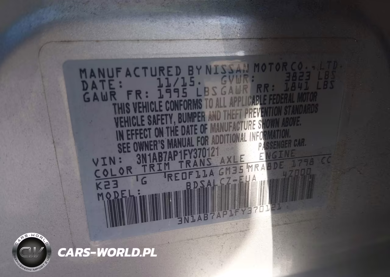 2015 Nissan Sentra S VIN:3N1AB7AP1FY370121 - 9