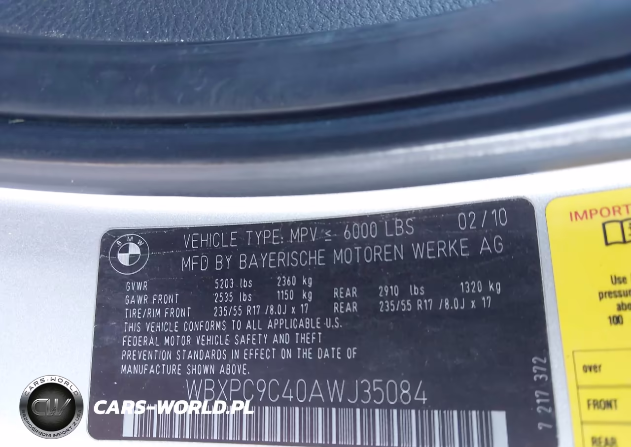 2010 BMW X3 xDrive30I VIN:WBXPC9C40AWJ35084 - 9