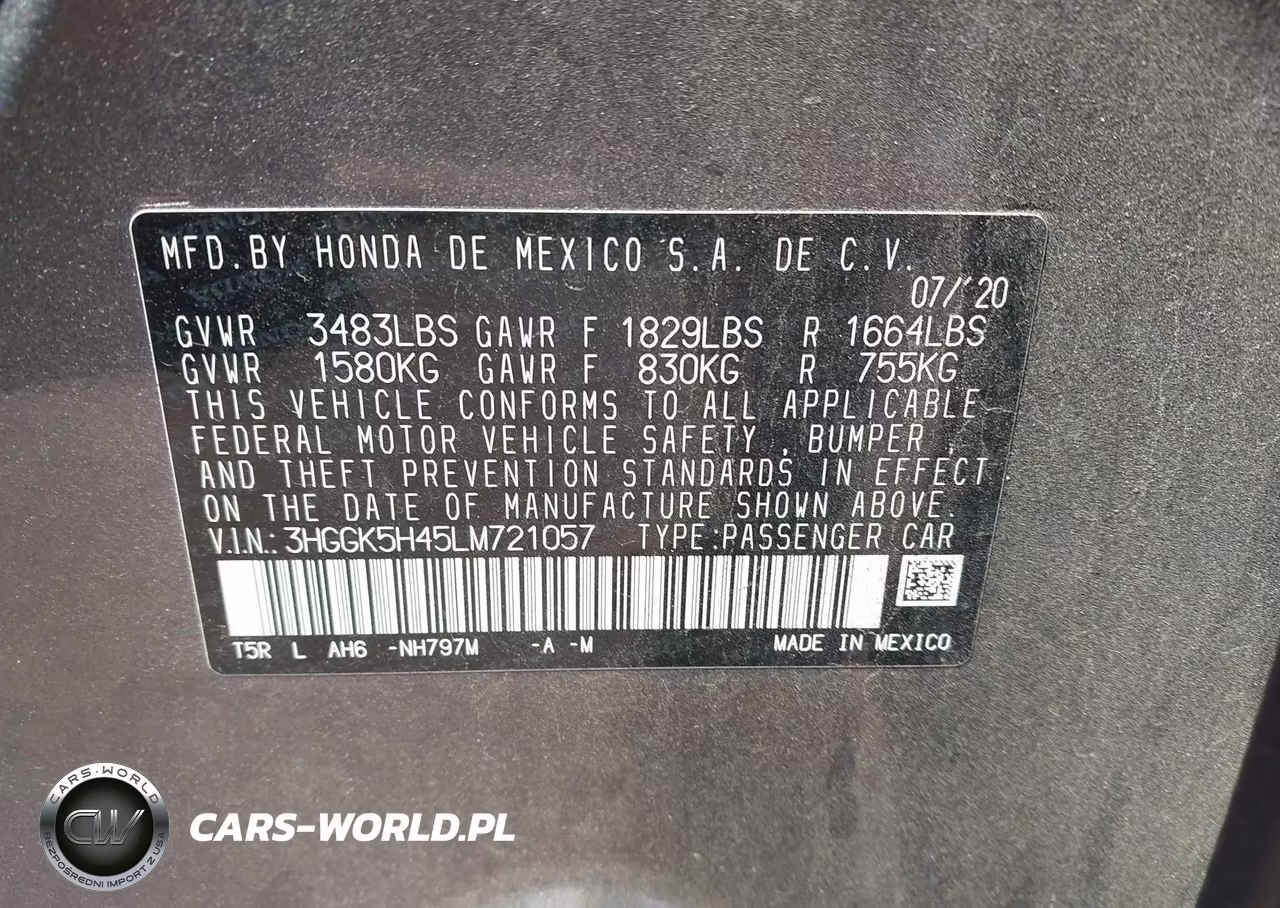 2020 Honda Encajar Lx VIN:3HGGK5H45LM721057 - 9