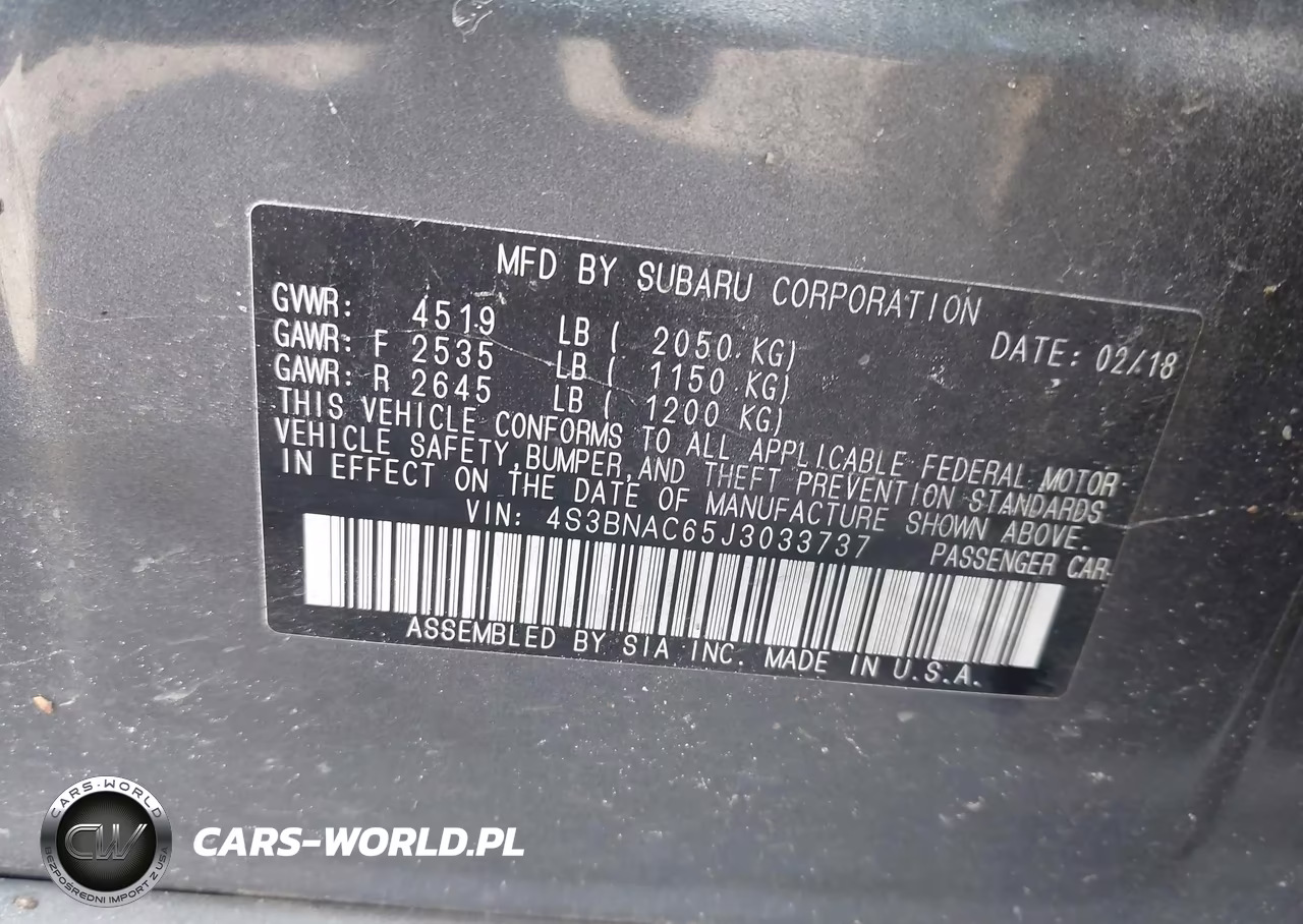 2018 Subaru Legacy 2.5I Premium VIN:4S3BNAC65J3033737 - 9