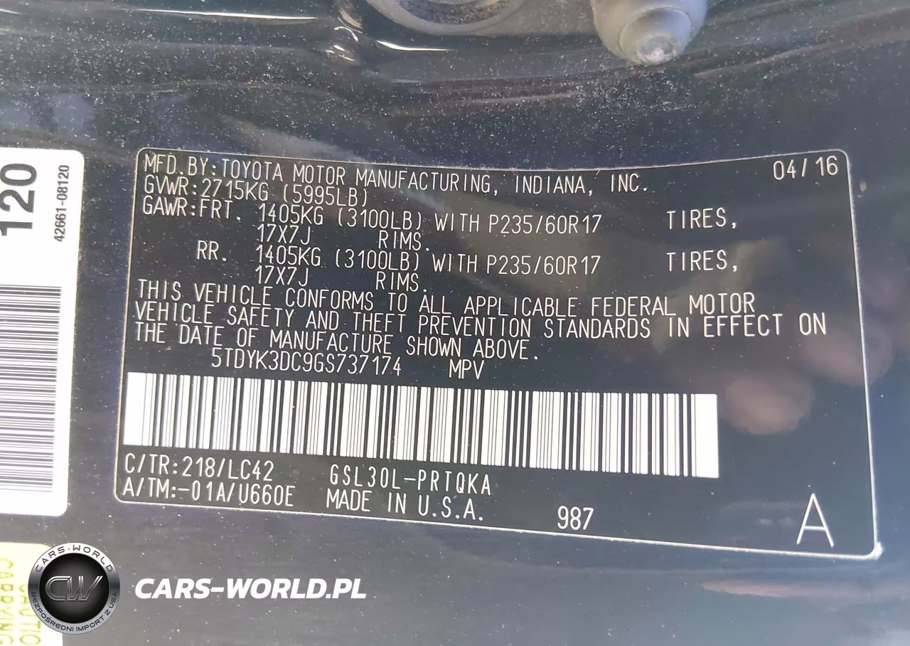 2016 Toyota Sienna Xle Premium 8 Passenger VIN:5TDYK3DC9GS737174 - 9