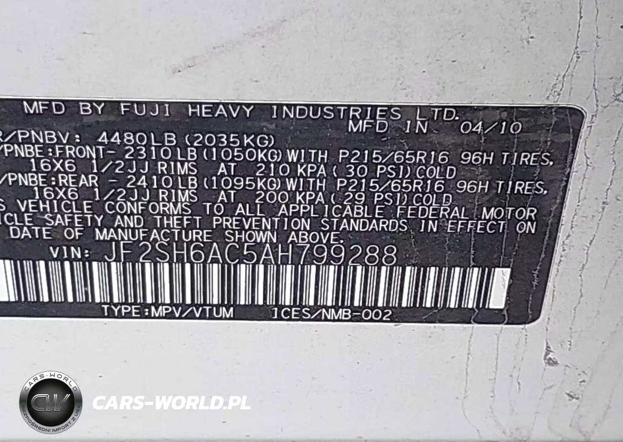 2010 Subaru Forester 2.5X VIN:JF2SH6AC5AH799288 - 9