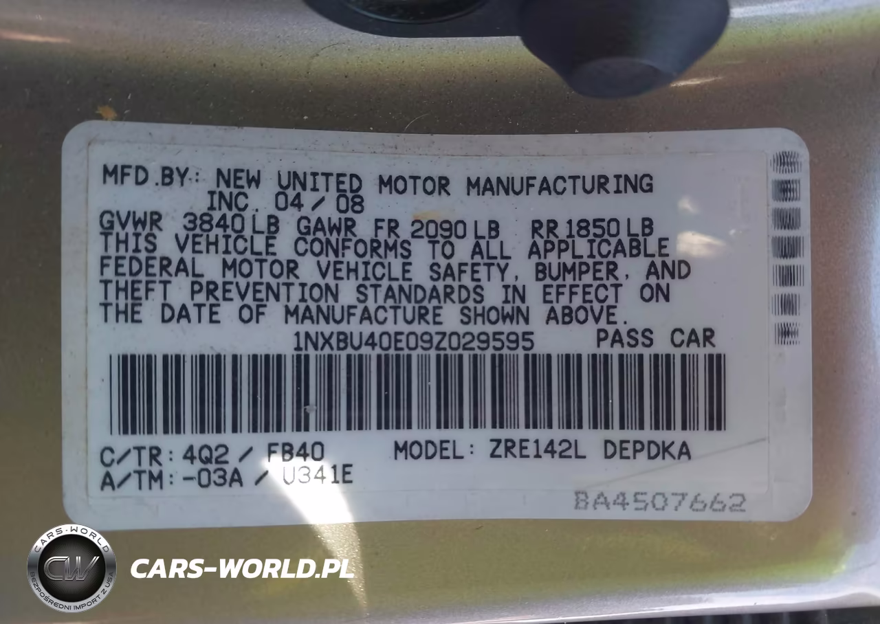 2009 Toyota Corolla Le VIN:1NXBU40E09Z029595 - 9