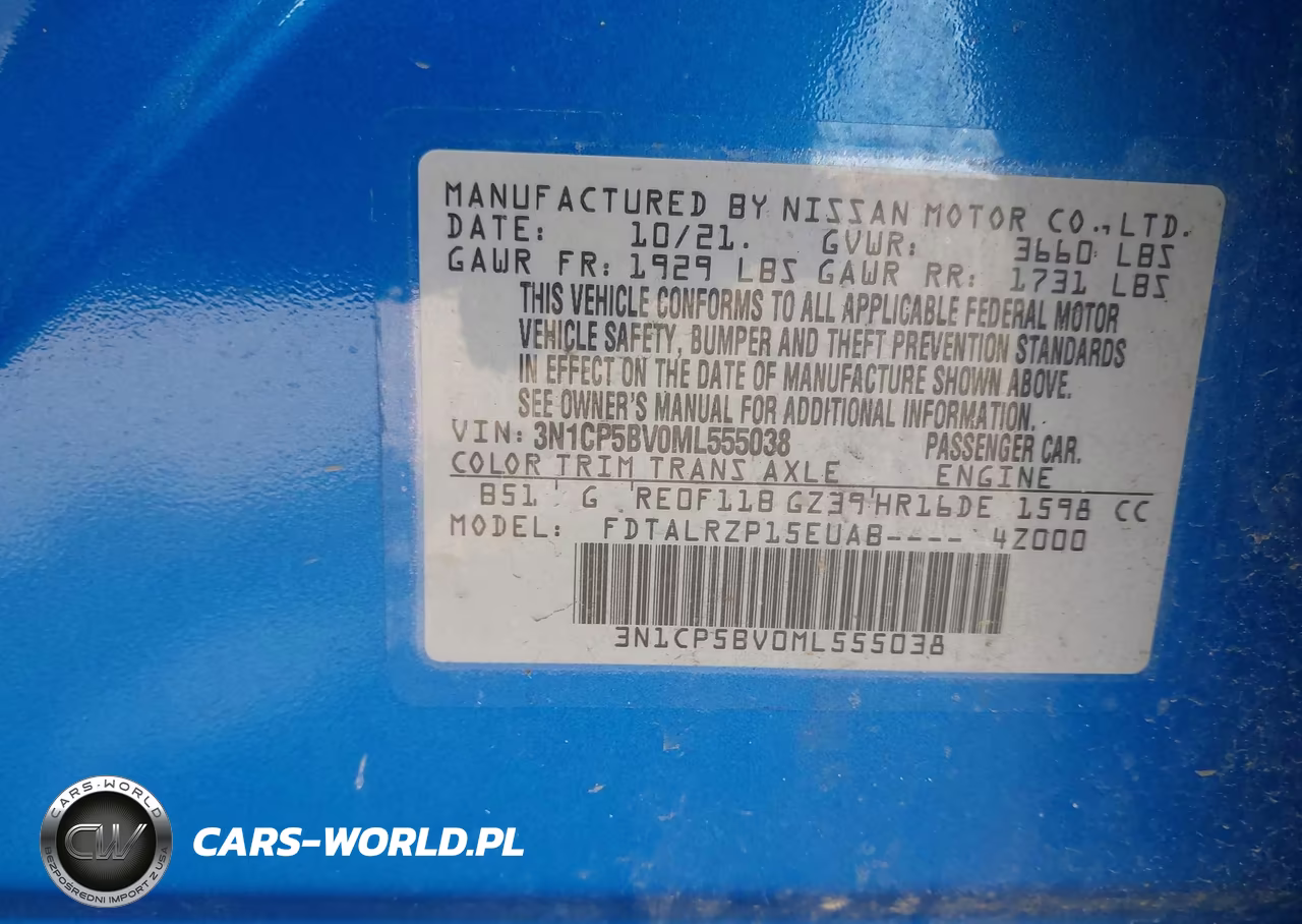 2021 Nissan Retrocesos S Xtronic Cvt VIN:3N1CP5BV0ML555038 - 9