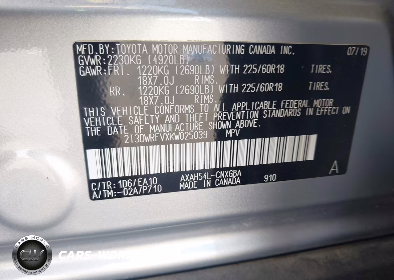 2019 Toyota Rav4 Hybrid Limited VIN:2T3DWRFVXKW025039 - 9