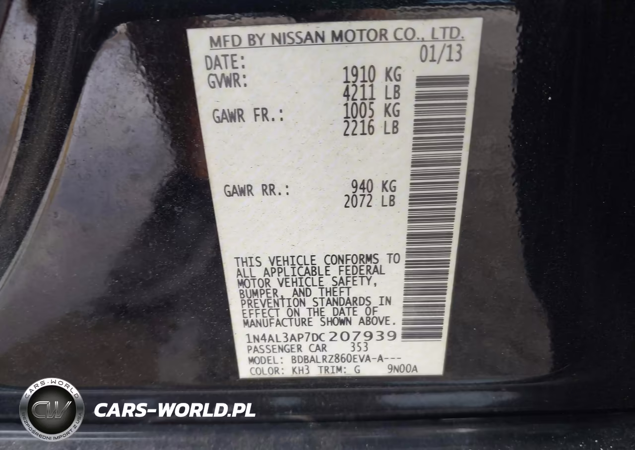 2013 Nissan Altima 2.5 S VIN:1N4AL3AP7DC207939 - 9
