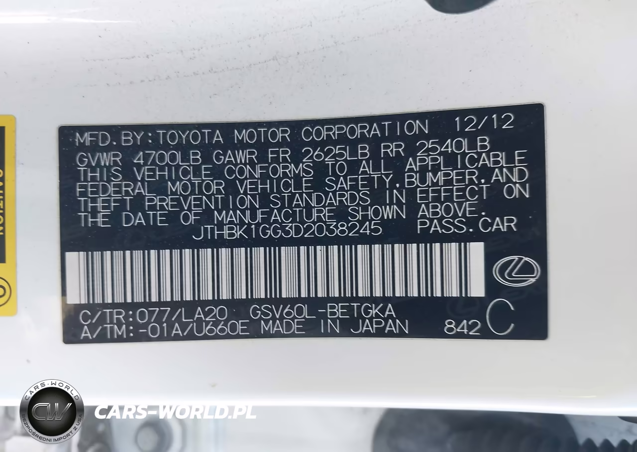 2013 Lexus Es 350 VIN:JTHBK1GG3D2038245 - 9