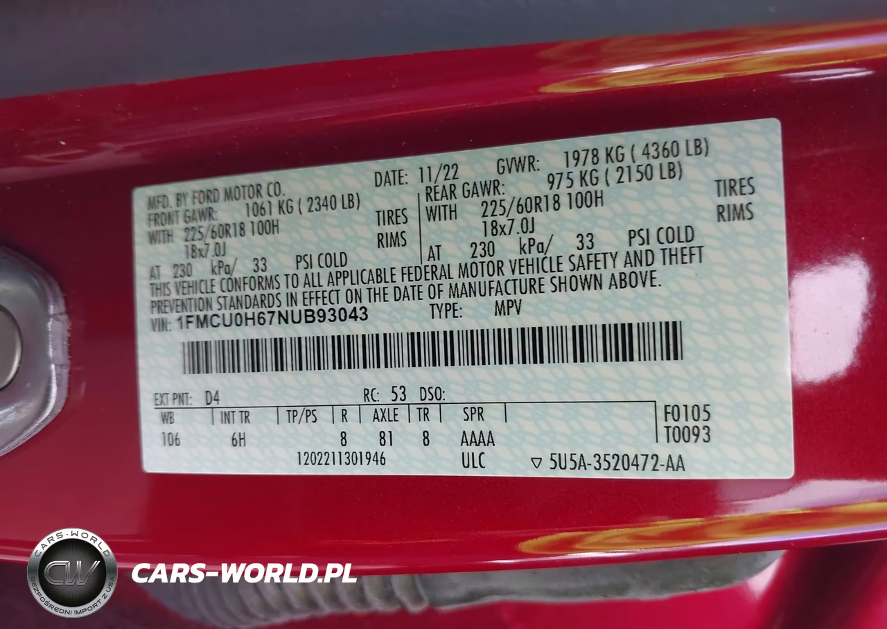 2022 Ford Escape Sel VIN:1FMCU0H67NUB93043 - 9