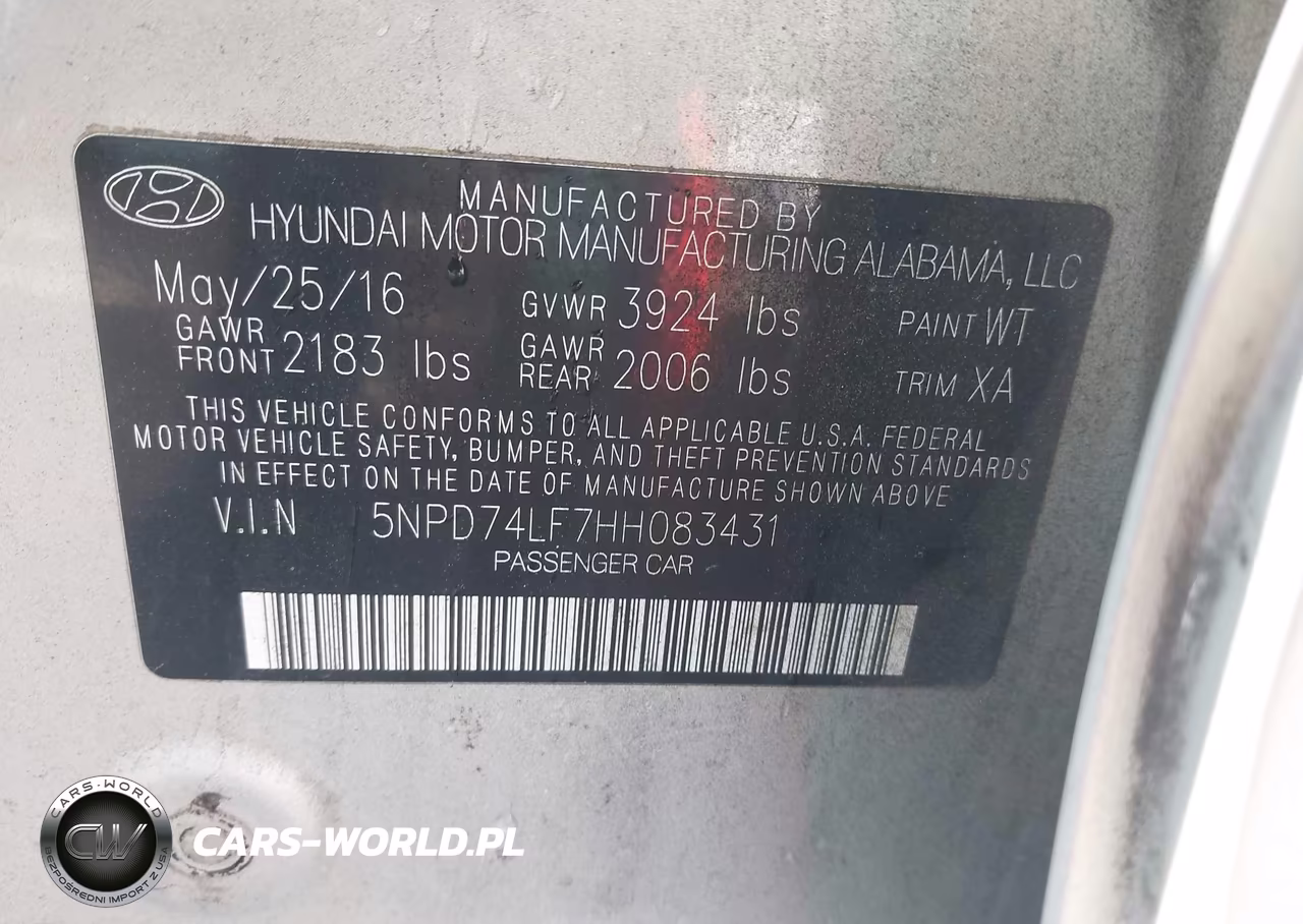 2017 Hyundai Elantra Se VIN:5NPD74LF7HH083431 - 9