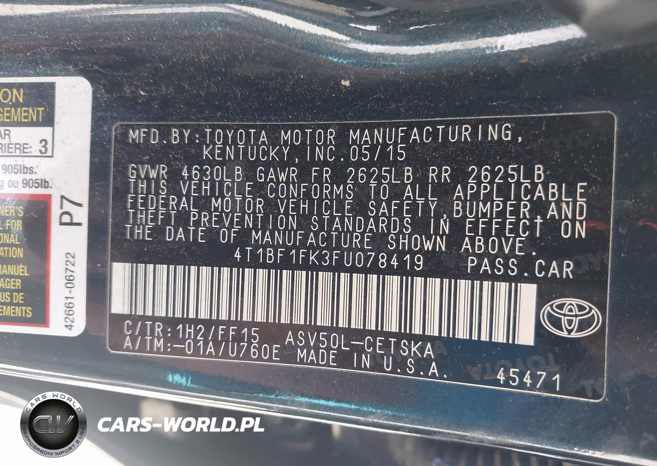 2015 Toyota Camry Se VIN:4T1BF1FK3FU078419 - 9