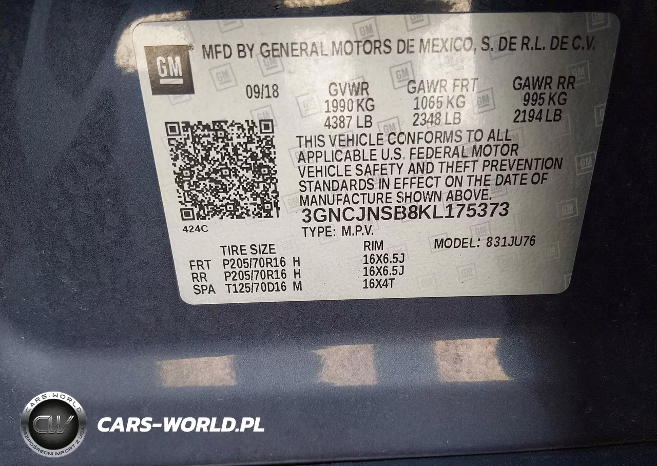 2019 Chevrolet Trax Ls VIN:3GNCJNSB8KL175373 - 9