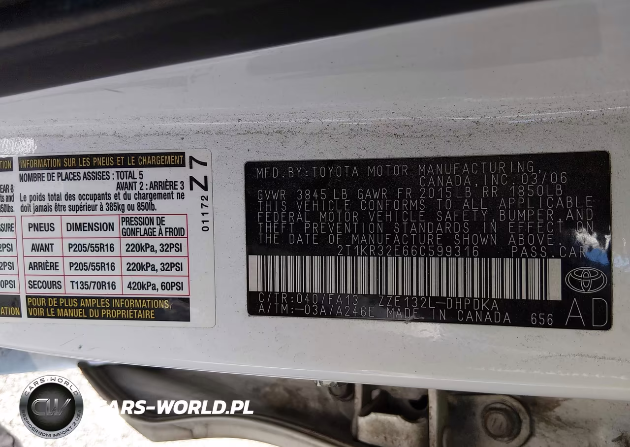 2006 Toyota Matrix VIN:2T1KR32E66C599316 - 9