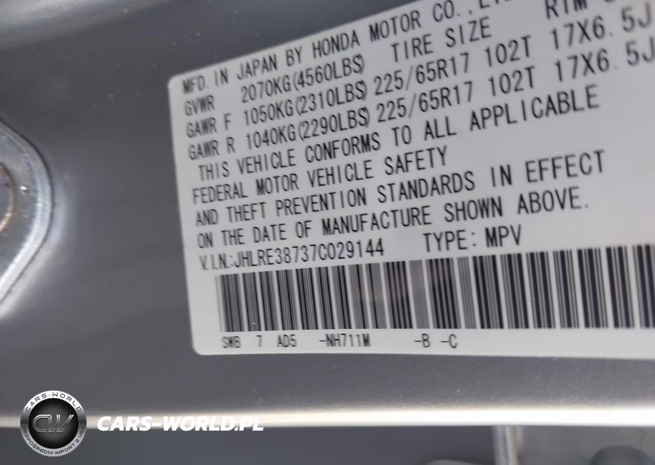 2007 Honda Cr-V Ex-L VIN:JHLRE38737C029144 - 9