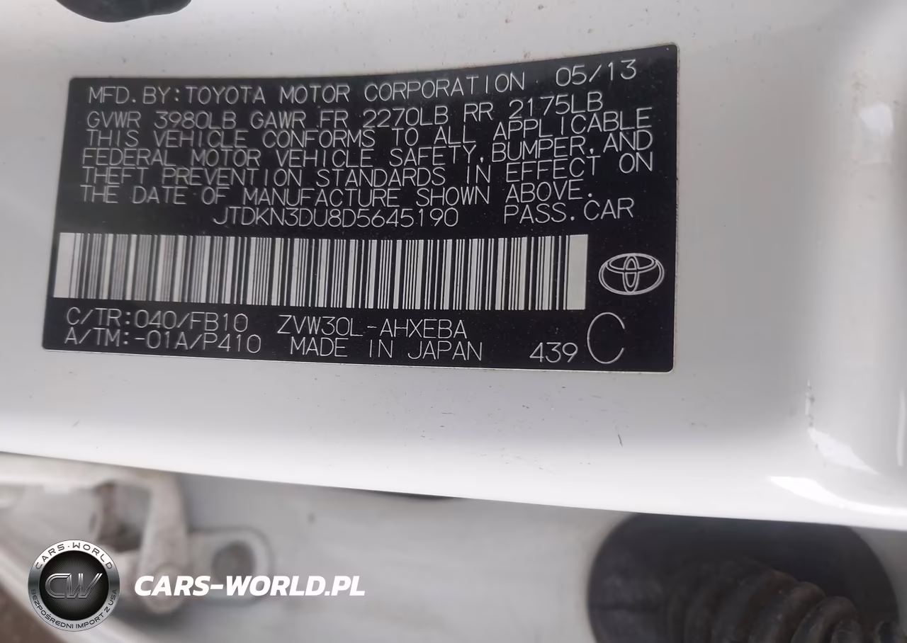 2013 Toyota Prius Two VIN:JTDKN3DU8D5645190 - 9