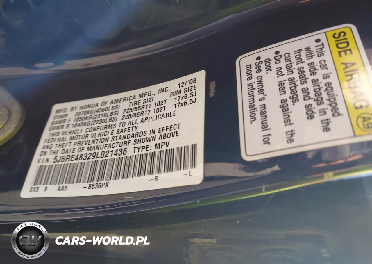 2009 Honda Cr-V Lx VIN:5J6RE48329L021436 - 9