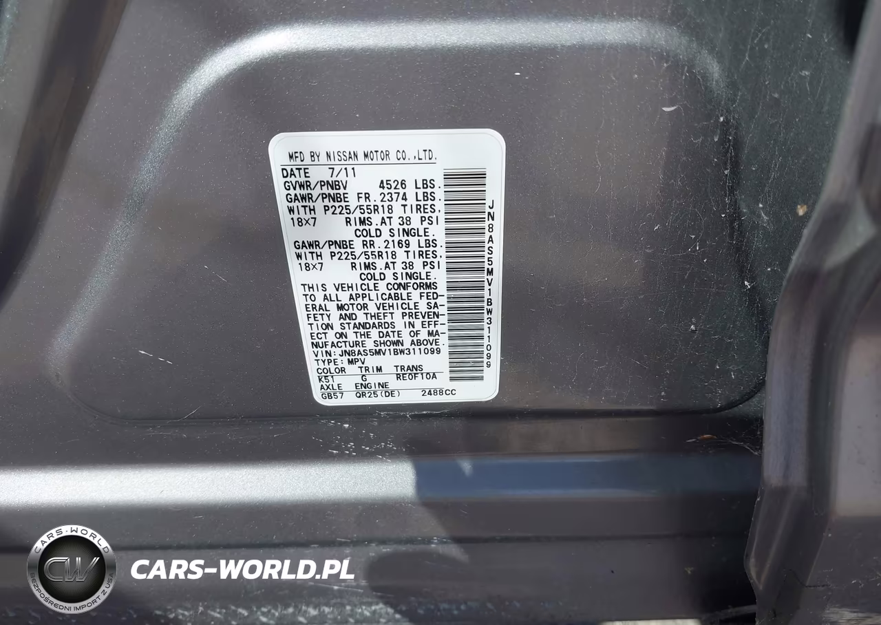 2011 Nissan Rogue Sv VIN:JN8AS5MV1BW311099 - 9