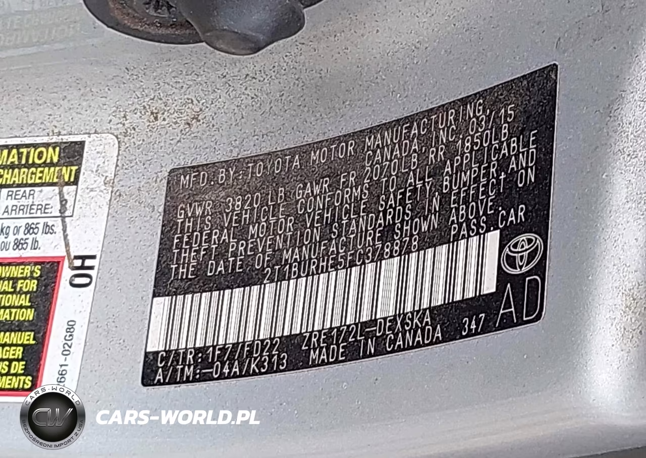 2015 Toyota Corolla S Plus VIN:2T1BURHE5FC378878 - 9