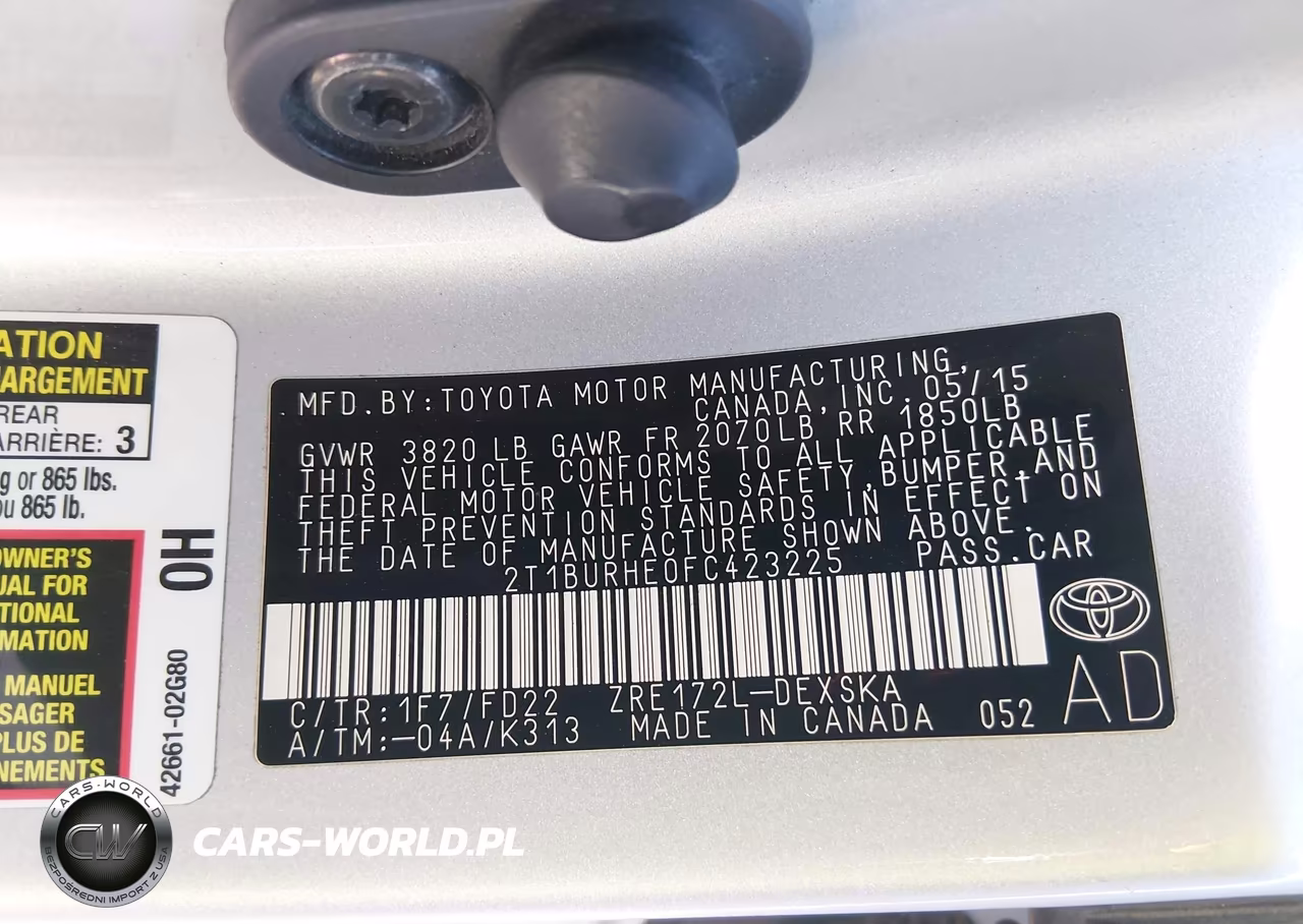 2015 Toyota Corolla S Plus VIN:2T1BURHE0FC423225 - 9