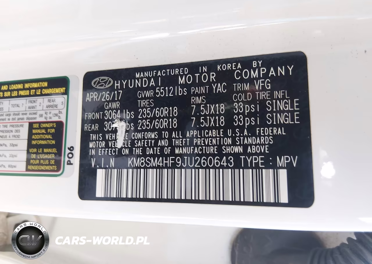 2018 Hyundai Santa Fe Se VIN:KM8SM4HF9JU260643 - 9