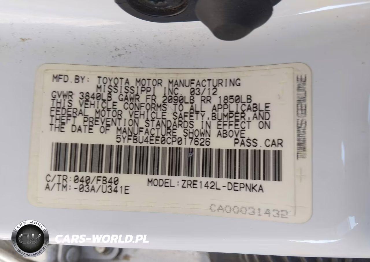 2012 Toyota Corolla Le VIN:5YFBU4EE0CP017626 - 9