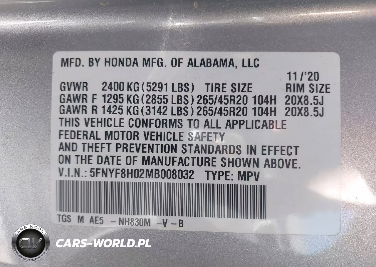 2021 Honda Passport Awd Elite VIN:5FNYF8H02MB008032 - 9