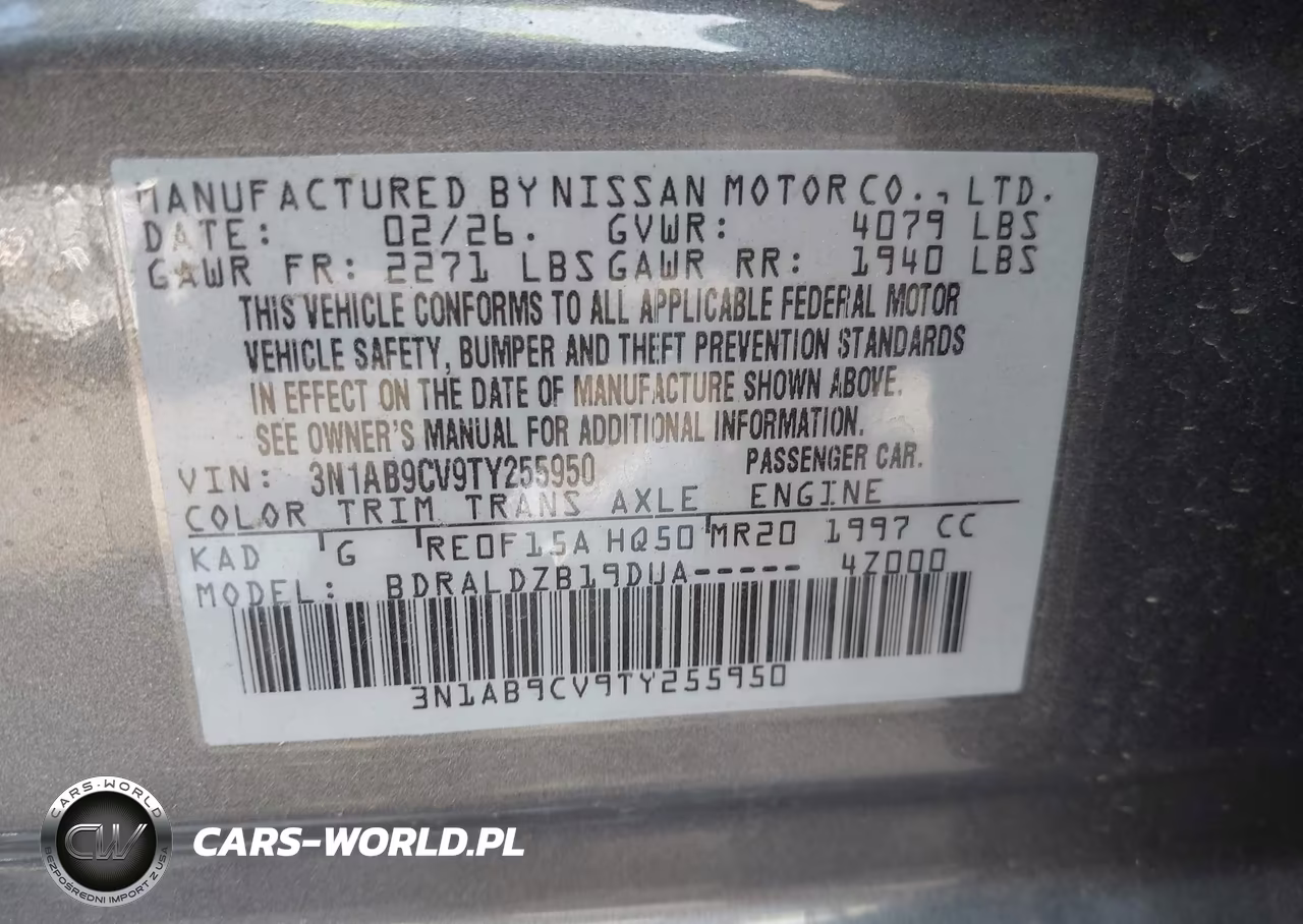 2026 Nissan Sentra Sv VIN:3N1AB9CV9TY255950 - 9