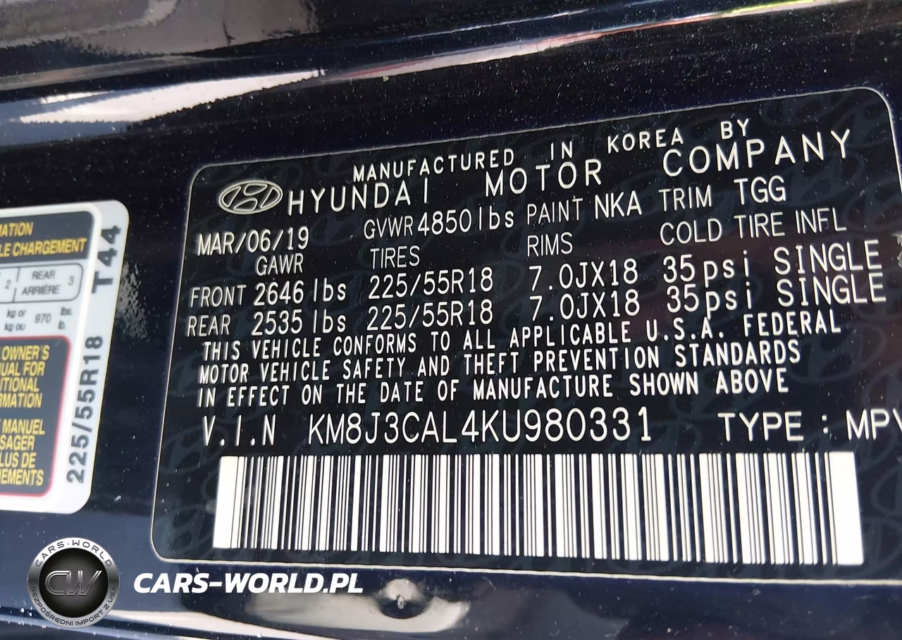 2019 Hyundai Tucson Sel VIN:KM8J3CAL4KU980331 - 9