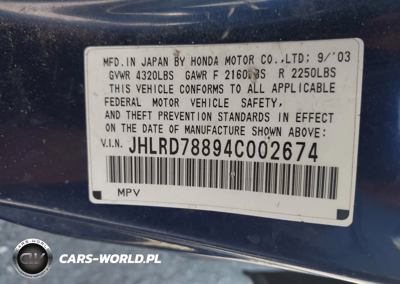 2004 Honda Cr-V Ex VIN:JHLRD78894C002674 - 9