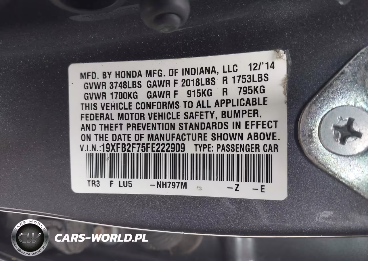 2015 Honda Civic Se VIN:19XFB2F75FE222909 - 9