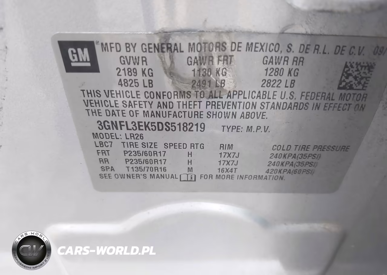 2013 Chevrolet Captiva Sport Lt VIN:3GNFL3EK5DS518219 - 9