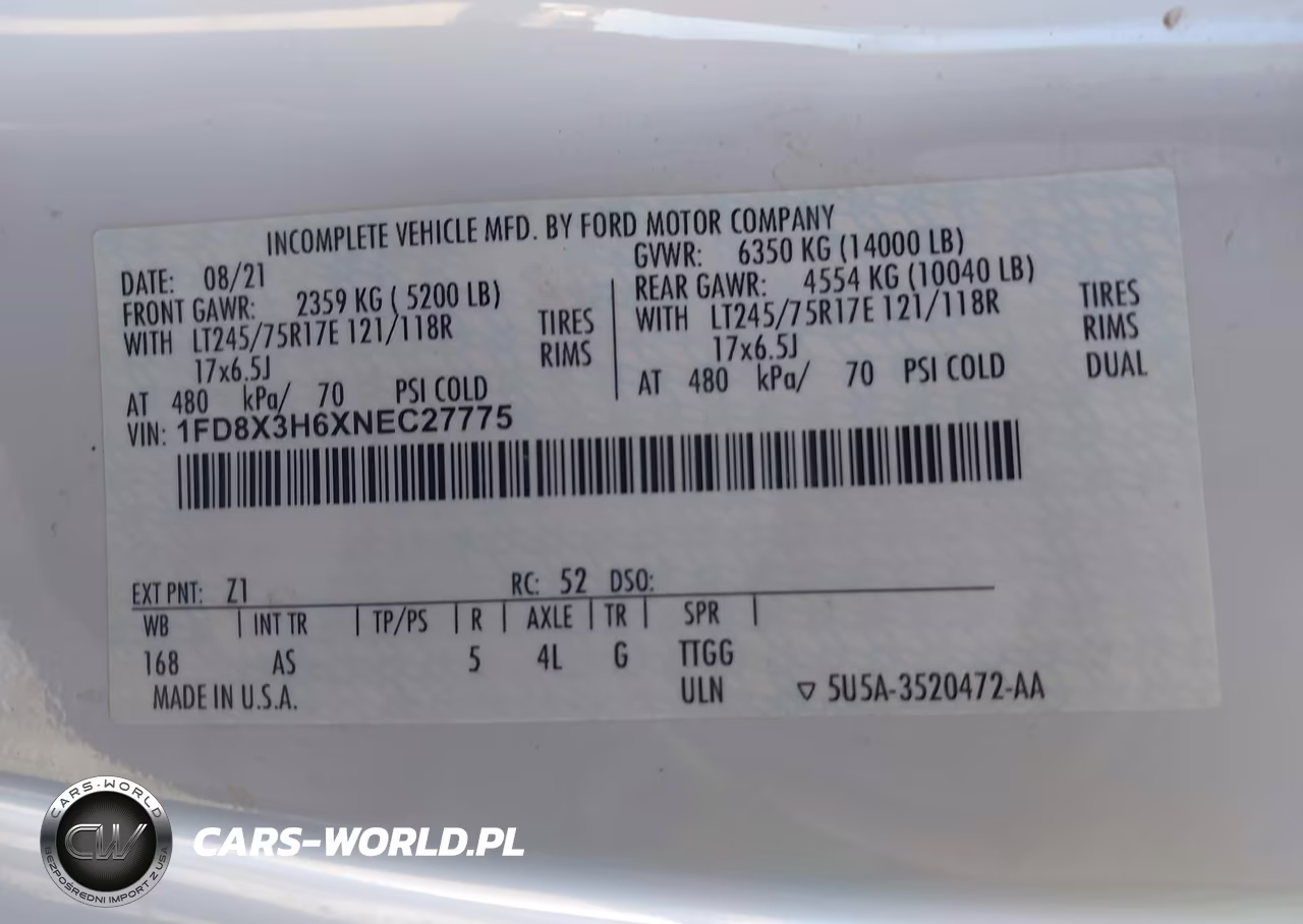 2022 Ford F-350 Chasis Xl VIN:1FD8X3H6XNEC27775 - 9