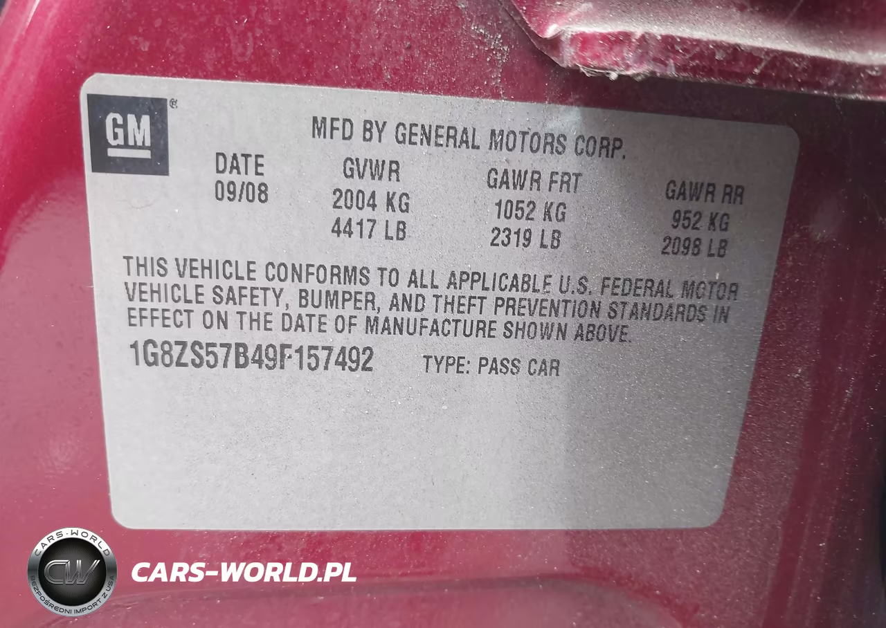 2009 Saturn Aura Xe VIN:1G8ZS57B49F157492 - 9