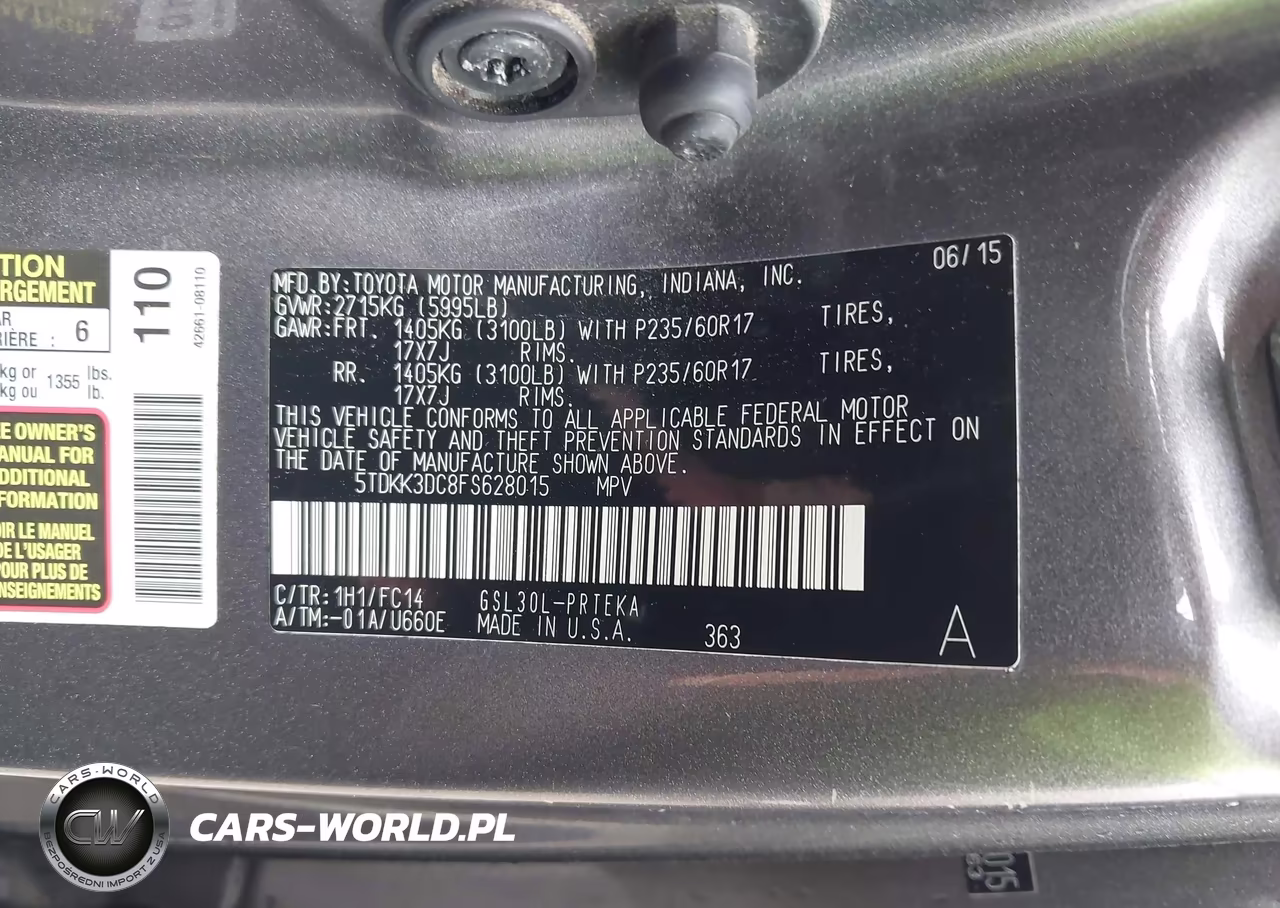 2015 Toyota Sienna Le VIN:5TDKK3DC8FS628015 - 9