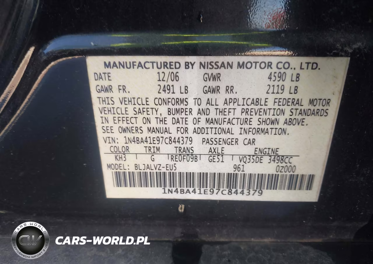2007 Nissan Maxima 3.5 Se VIN:1N4BA41E97C844379 - 9