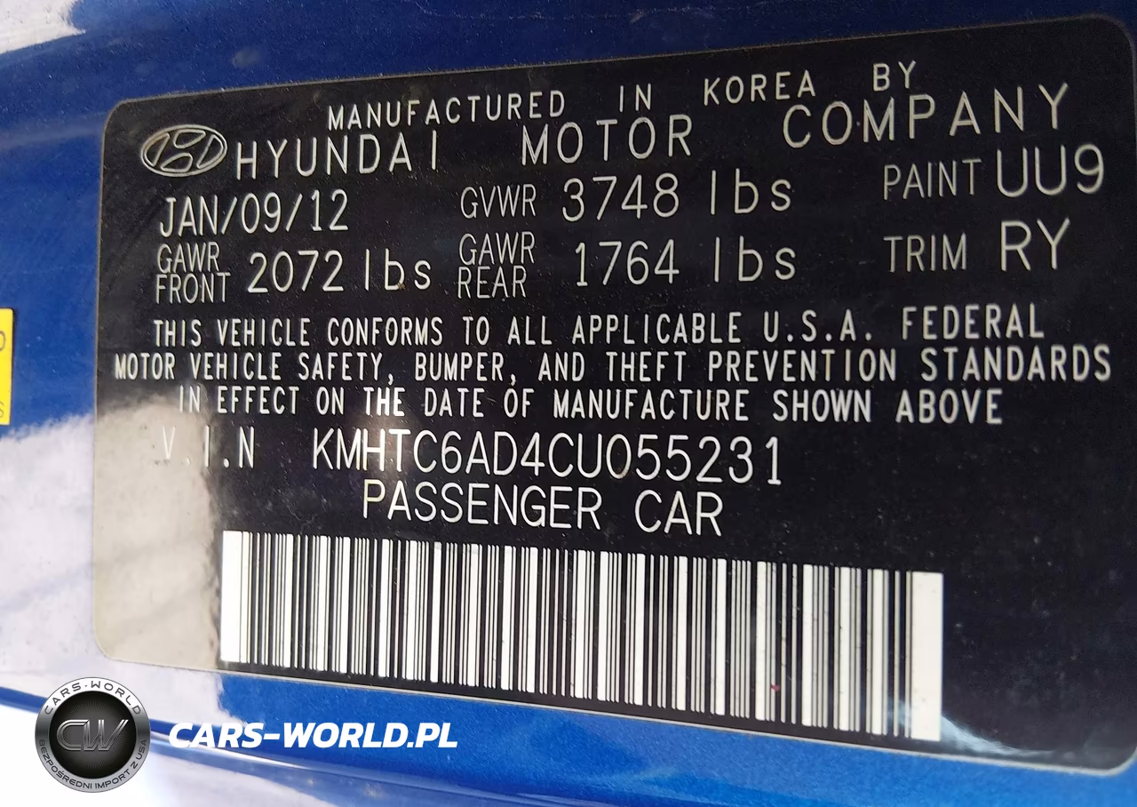 2012 Hyundai Veloster Gray Int VIN:KMHTC6AD4CU055231 - 9