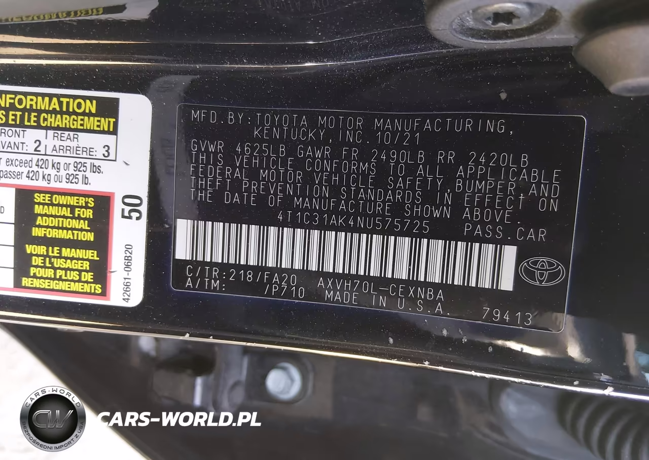 2022 Toyota Camry Le Hybrid VIN:4T1C31AK4NU575725 - 9