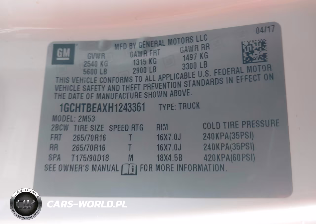 2017 Chevrolet Colorado Wt VIN:1GCHTBEAXH1243361 - 9