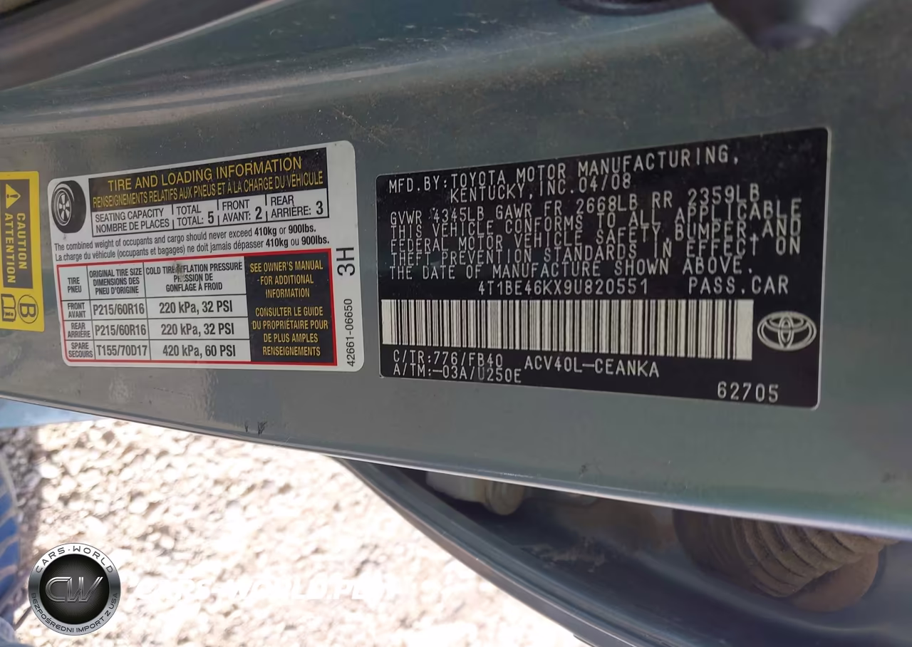 2009 Toyota Camry Le VIN:4T1BE46KX9U820551 - 9