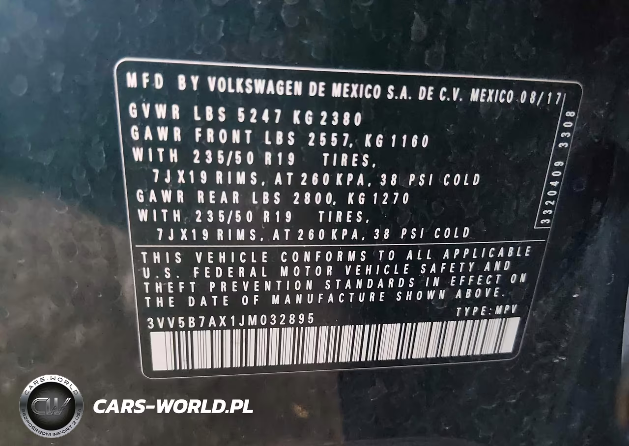 2018 Volkswagen Tiguan 2.0T Sel Premium VIN:3VV5B7AX1JM032895 - 9
