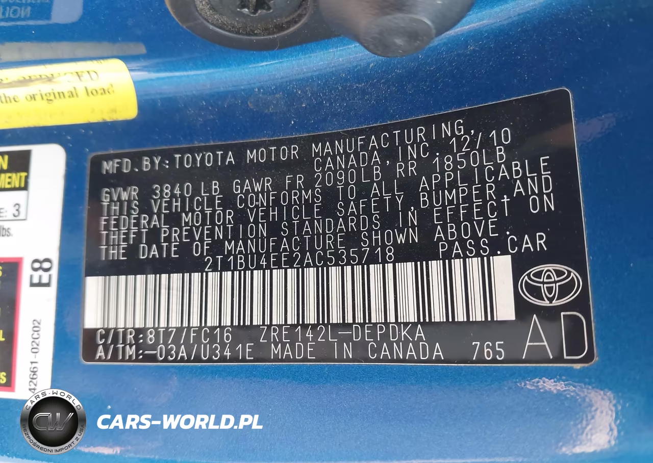 2010 Toyota Corolla Le VIN:2T1BU4EE2AC535718 - 9