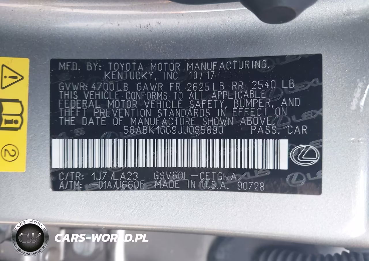 2018 Lexus Es 350 VIN:58ABK1GG9JU085690 - 9