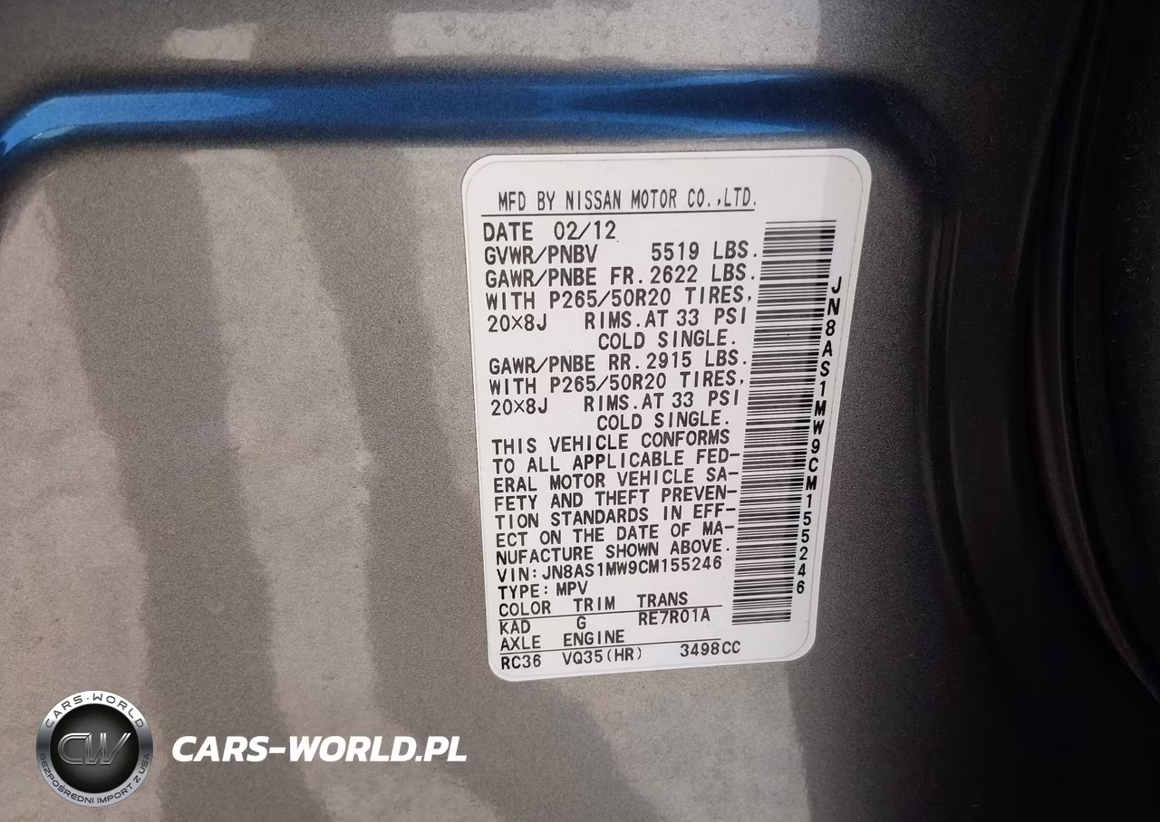 2012 Infiniti Fx35 VIN:JN8AS1MW9CM155246 - 9