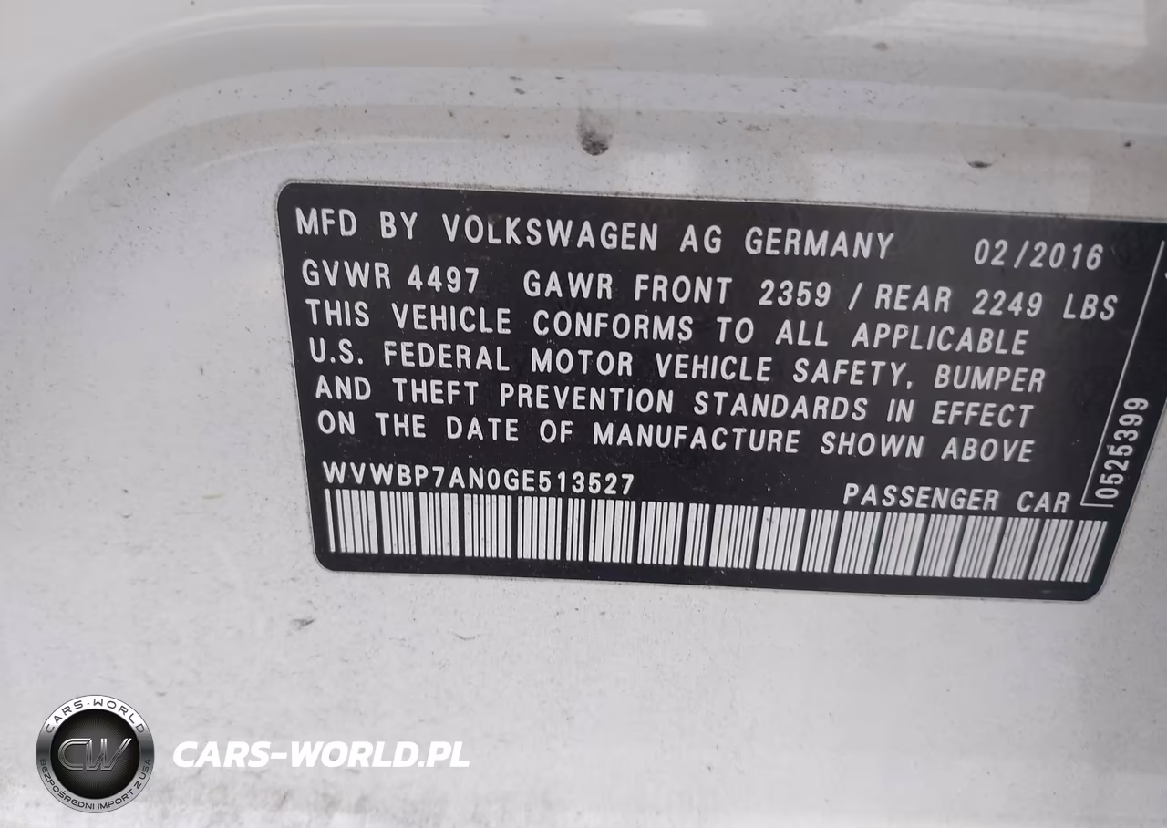 2016 Volkswagen Cc 2.0T Sport VIN:WVWBP7AN0GE513527 - 9